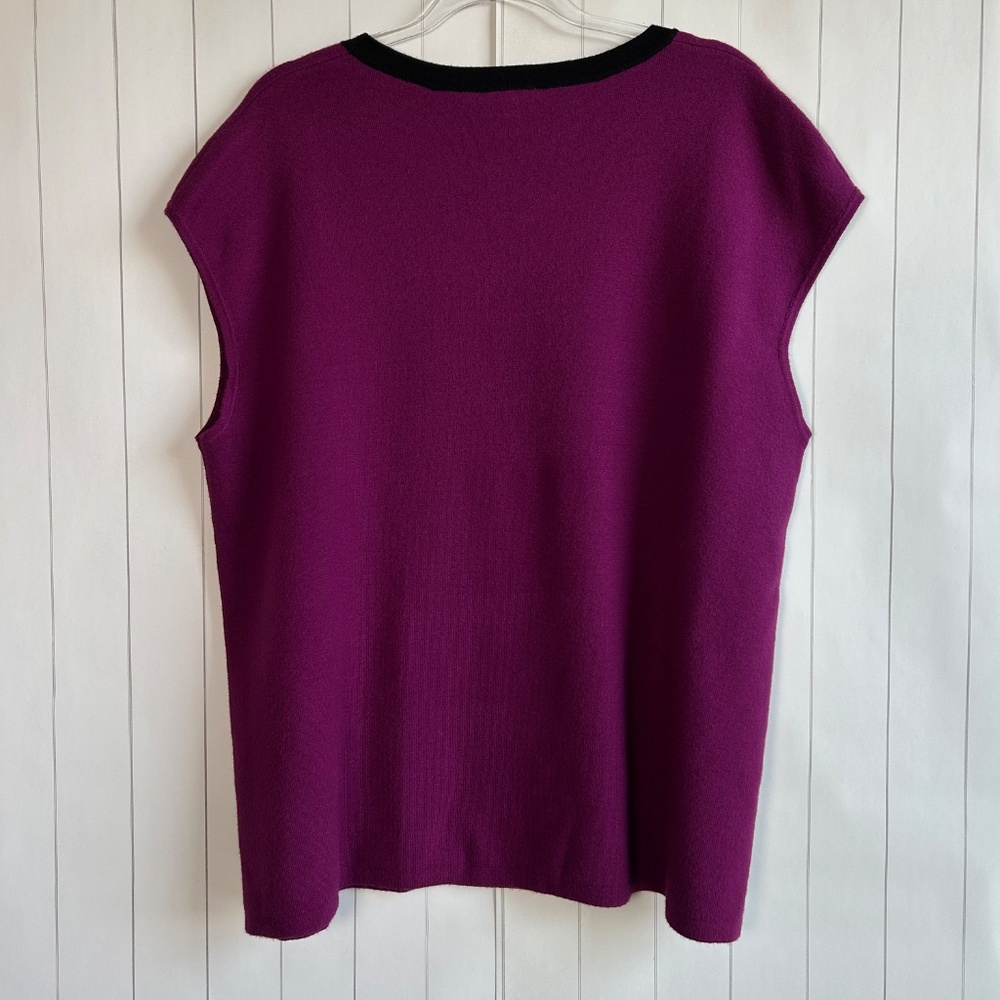Chicos Travelers size 4 /XXL sleeveless sweater shell purple black neck NEW - Picture 4 of 7